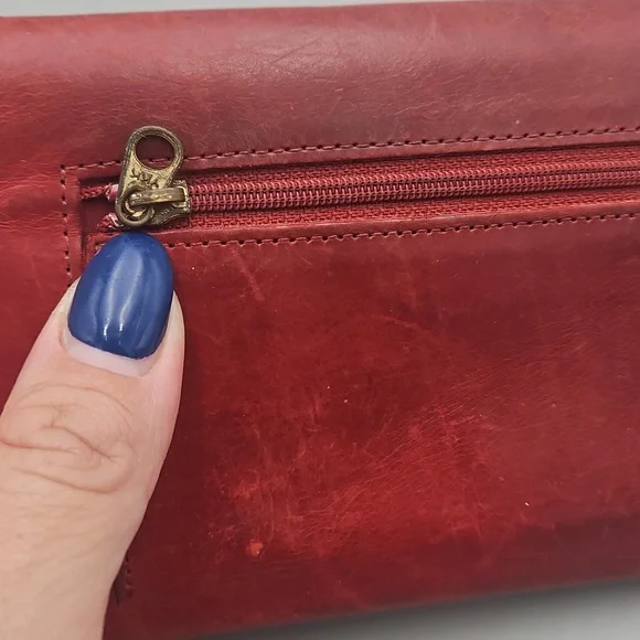 Vintage Coach Wallet Distressed Red Leather Checkbook Holder - Picture 5 of 16